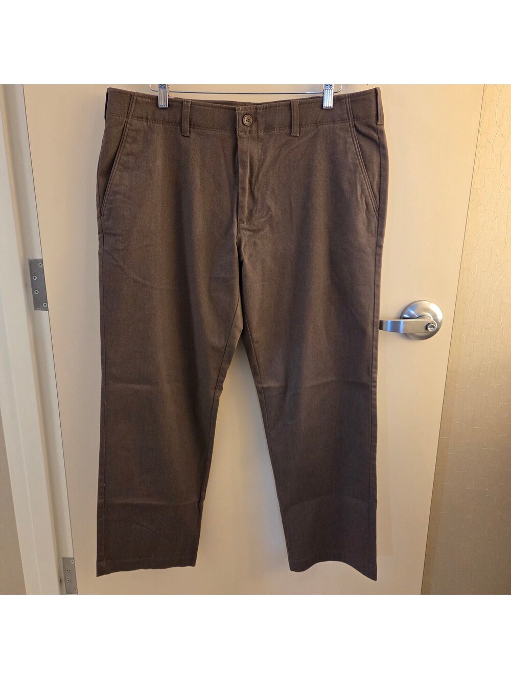 Haggar In Motion Men's 38x29 Brown Heather Stretch Chino Pants NWT Straight Fit